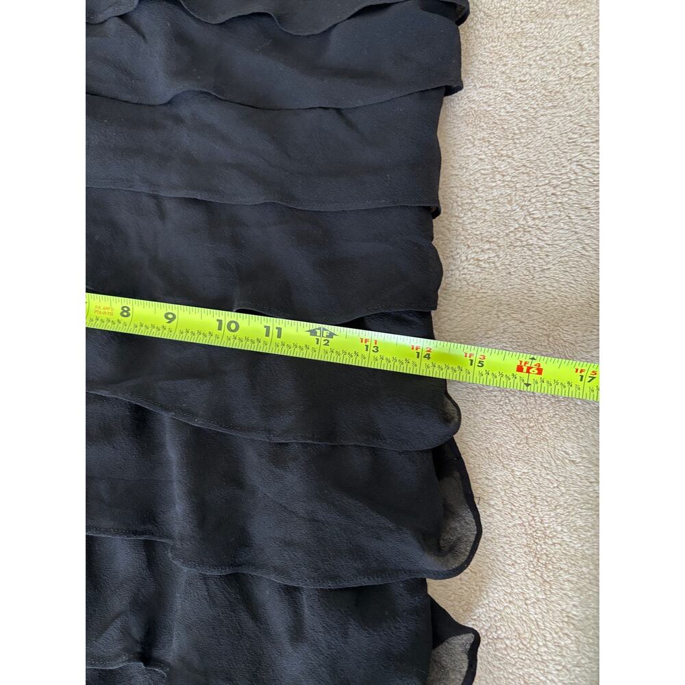 Tadashi Shoji Y2K Vintage Silk Ruffle Maxi Dress Size 10 Black Formal Cocktail - Picture 10 of 10